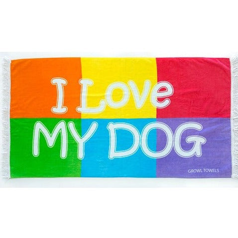 Dog Beach Towel - 'I Love My Dog' - FREE Shipping