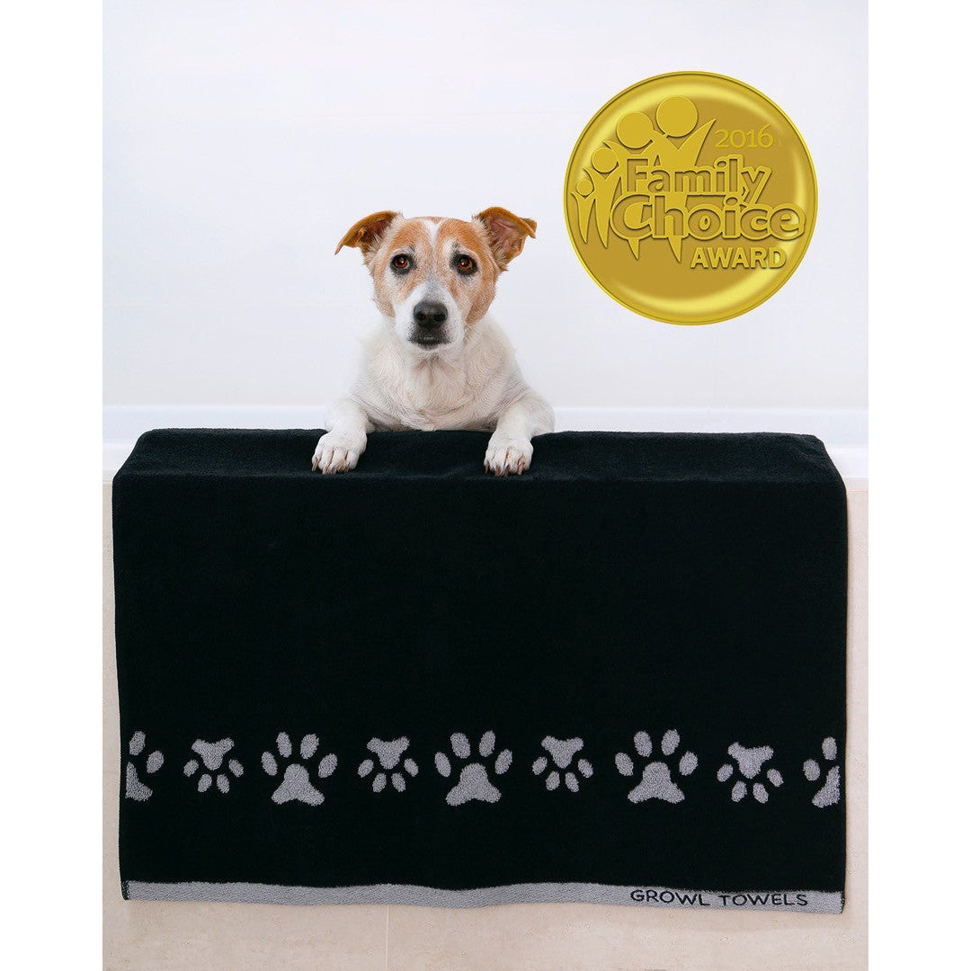 Growl Towel - Dog Bath Towel - Black - FREE Shipping
