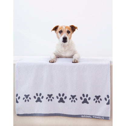Growl Towel - Dog Bath Towel - White - FREE Shipping